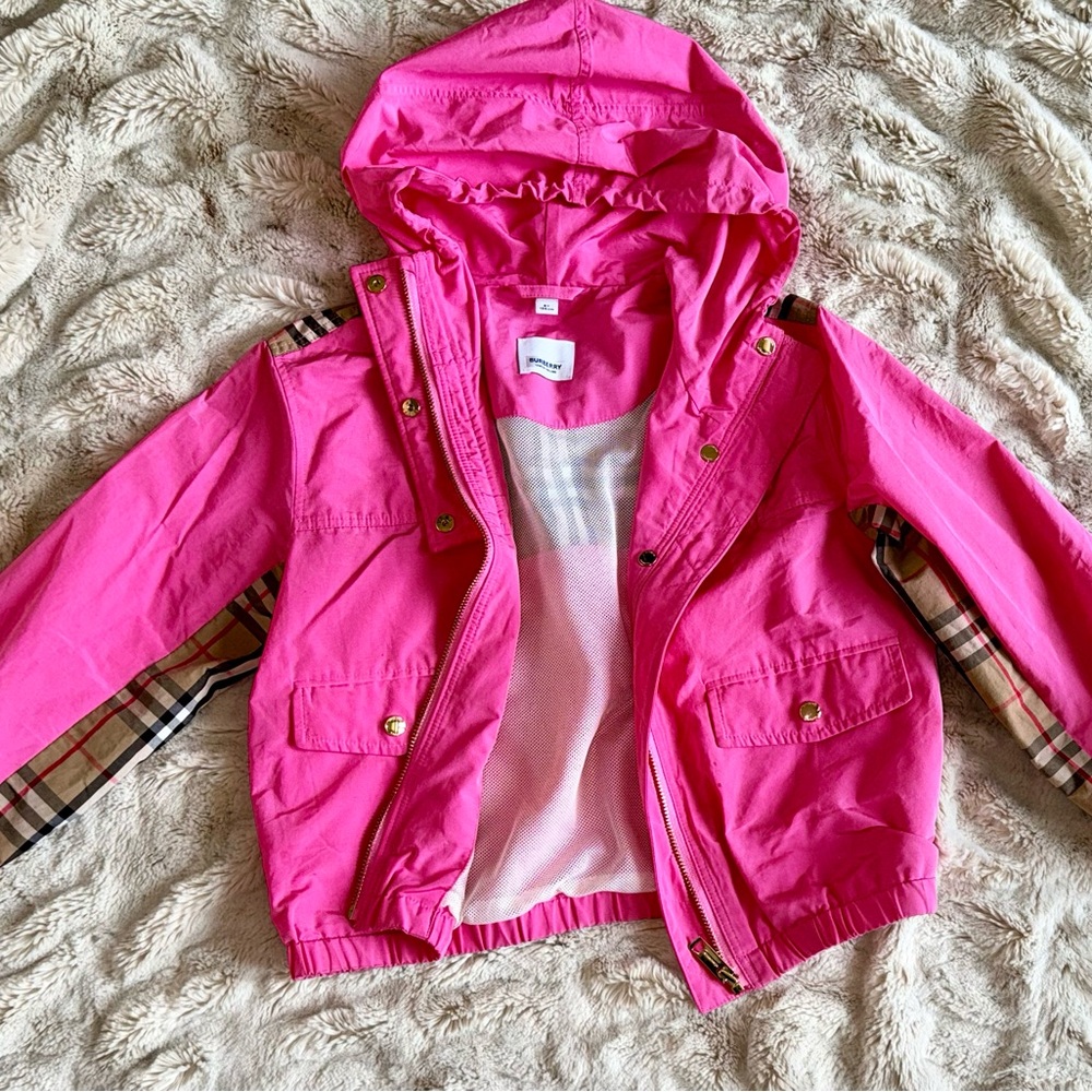 Burberry Bright Pink Kids Raincoat with Hood